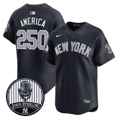 Men's Yankees John Sterling "The Voice of the Yankees" Tribute Patch Vapor Premier Limited Jersey V2 - All Stitched