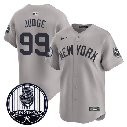 Men's Yankees John Sterling "The Voice of the Yankees" Tribute Patch Vapor Premier Limited Jersey V2 - All Stitched