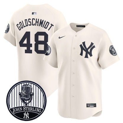 Men's Yankees John Sterling "The Voice of the Yankees" Tribute Patch Vapor Premier Limited Jersey V2 - All Stitched