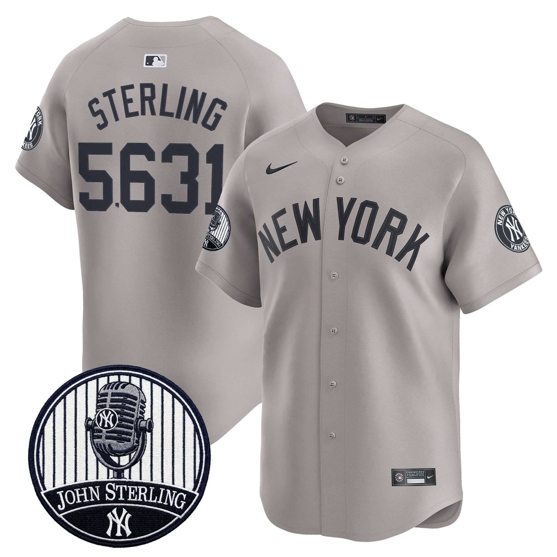 Men's Yankees John Sterling "The Voice of the Yankees" Tribute Patch Vapor Premier Limited Jersey V2 - All Stitched