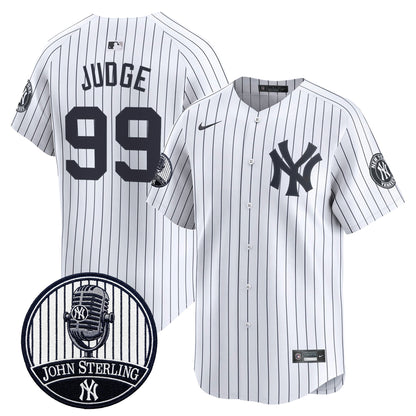 Men's Yankees John Sterling "The Voice of the Yankees" Tribute Patch Vapor Premier Limited Jersey V2 - All Stitched