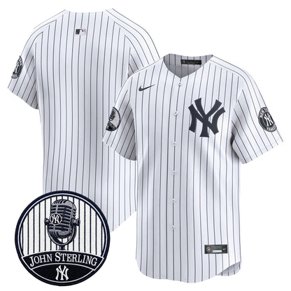 Men's Yankees John Sterling "The Voice of the Yankees" Tribute Patch Vapor Premier Limited Jersey V2 - All Stitched