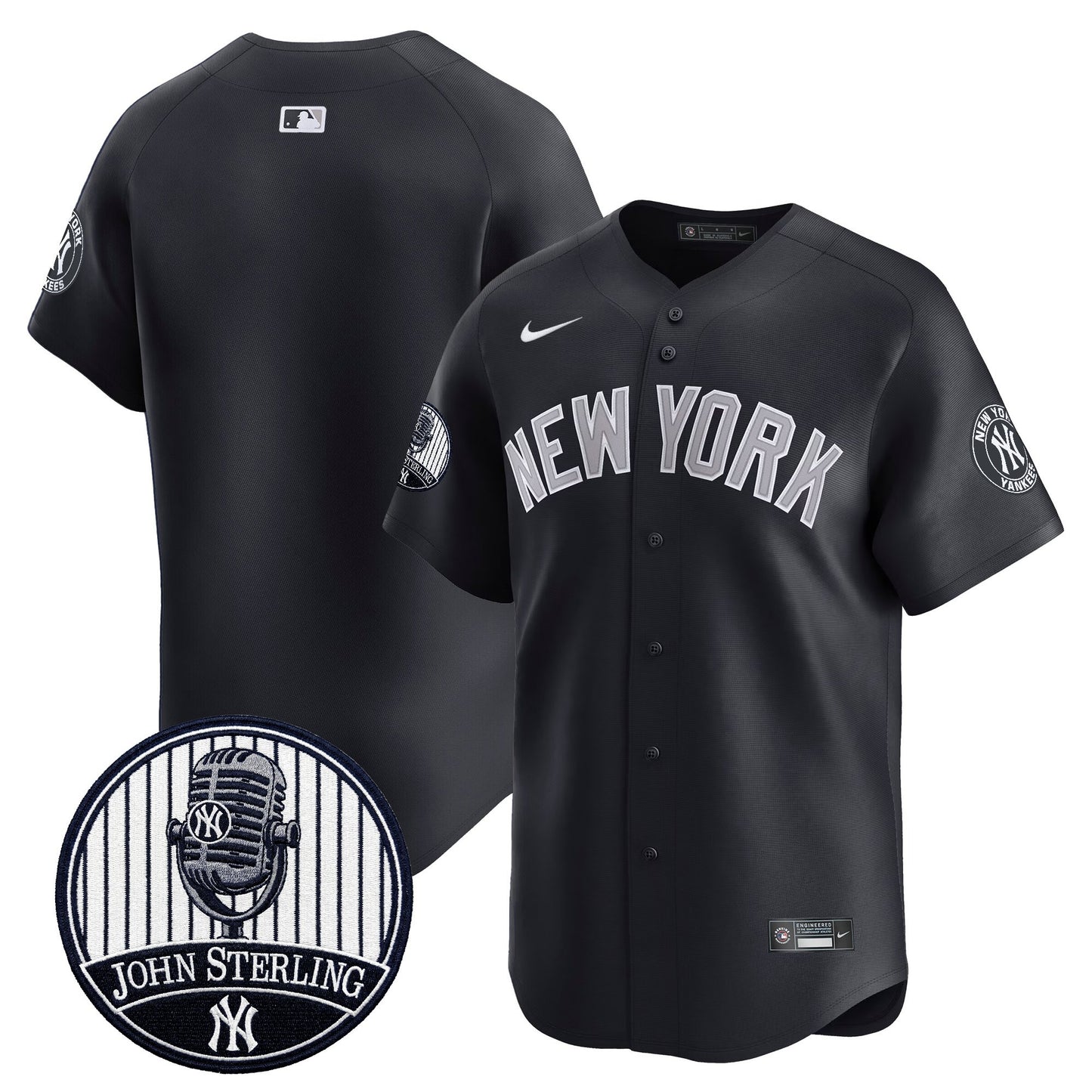 Men's Yankees John Sterling "The Voice of the Yankees" Tribute Patch Vapor Premier Limited Jersey V2 - All Stitched