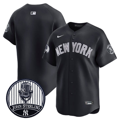 Men's Yankees John Sterling "The Voice of the Yankees" Tribute Patch Vapor Premier Limited Jersey V2 - All Stitched