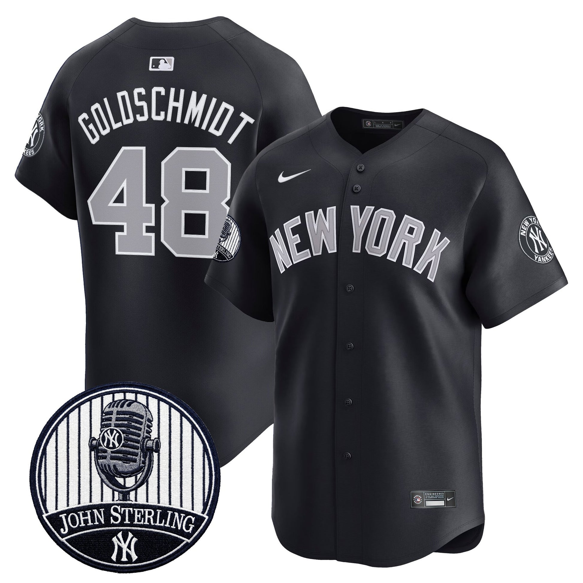 Men's Yankees John Sterling "The Voice of the Yankees" Tribute Patch Vapor Premier Limited Jersey V2 - All Stitched