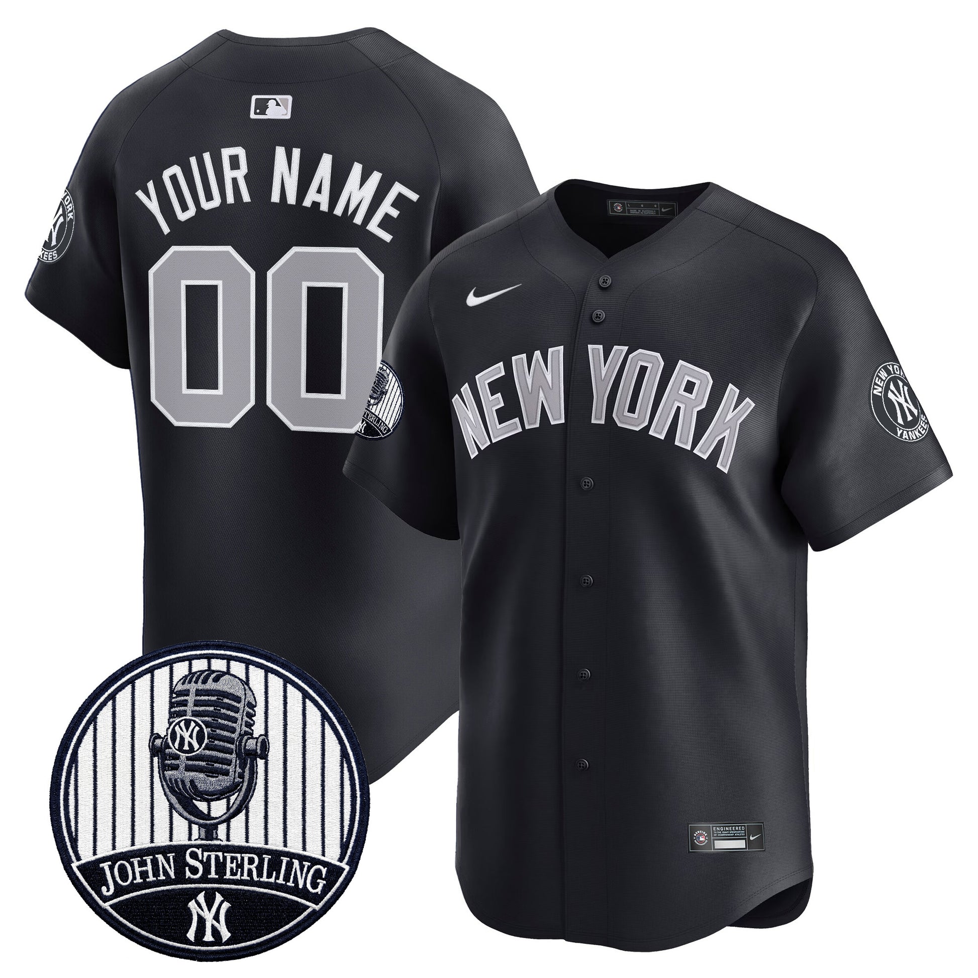 Yankees John Sterling "The Voice of the Yankees" Tribute Patch Vapor Premier Limited Custom Jersey V2 - All Stitched
