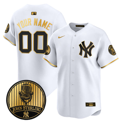 Yankees John Sterling "The Voice of the Yankees" Tribute Patch Vapor Premier Limited Custom Jersey V2 - All Stitched