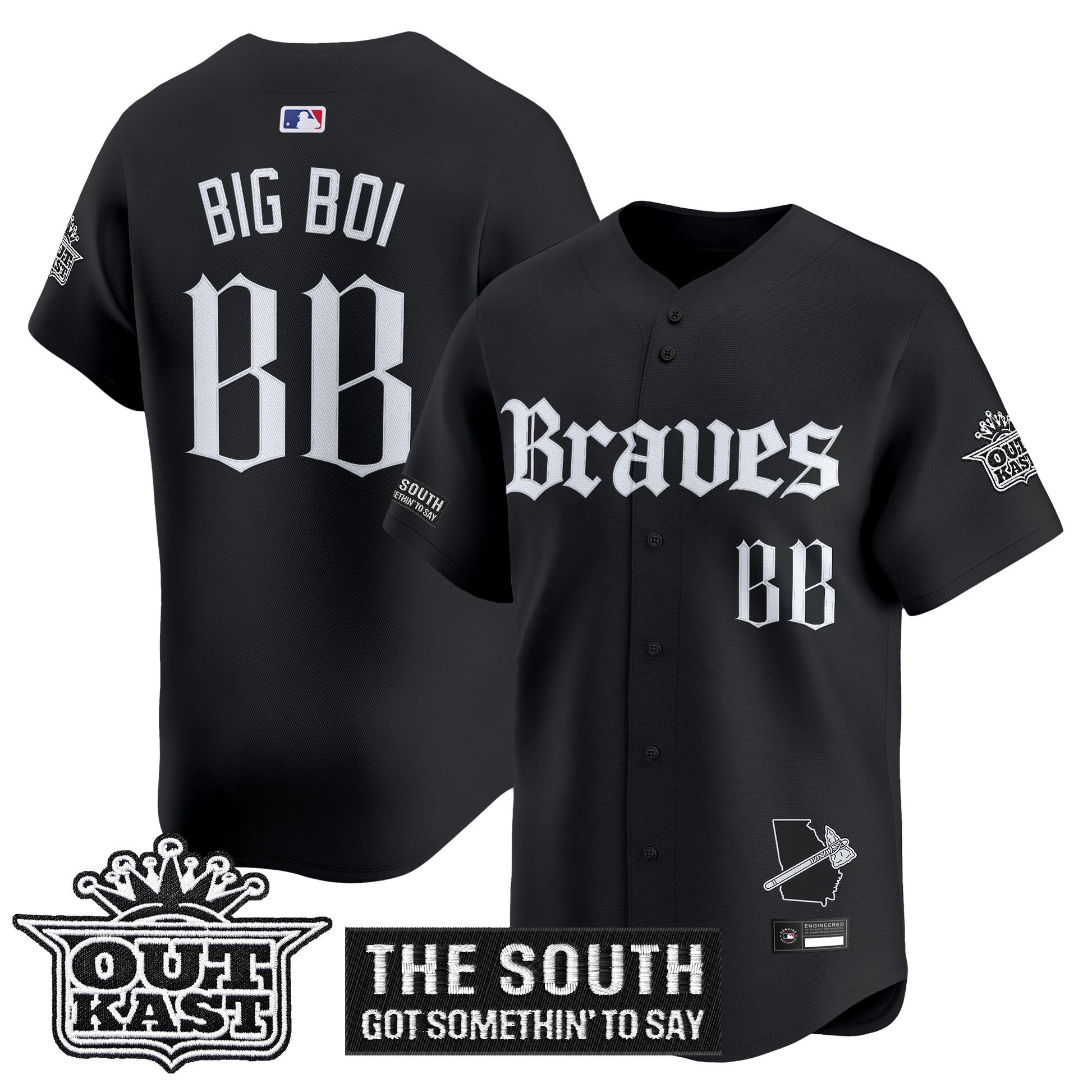 Men's Atlanta Braves 'Gothic South x Outkast Edition' Vapor Premier Limited Jersey V2- All Stitched