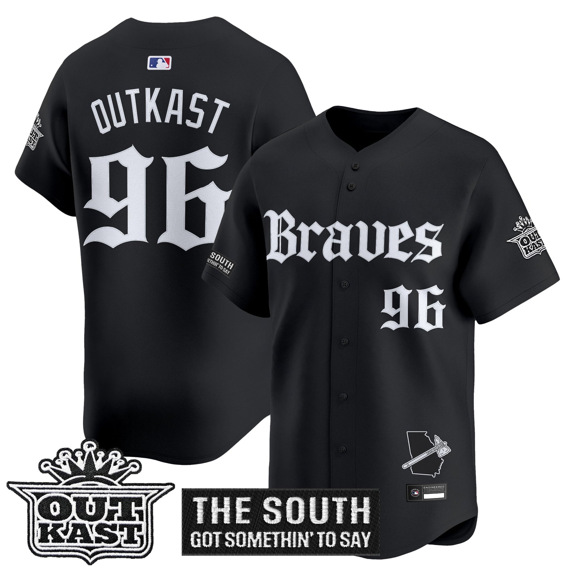 Men's Atlanta Braves 'Gothic South x Outkast Edition' Vapor Premier Limited Jersey V2- All Stitched