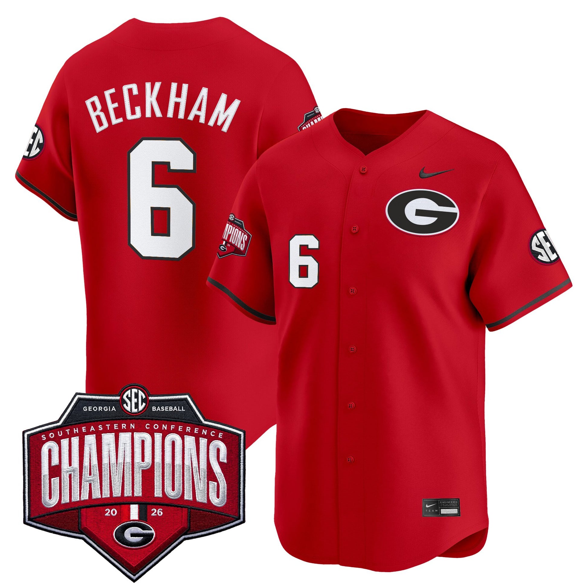 Georgia Bulldogs Baseball Southeastern Confernce Champions 2026 Vapor Premier Limited Jersey - All Stitched