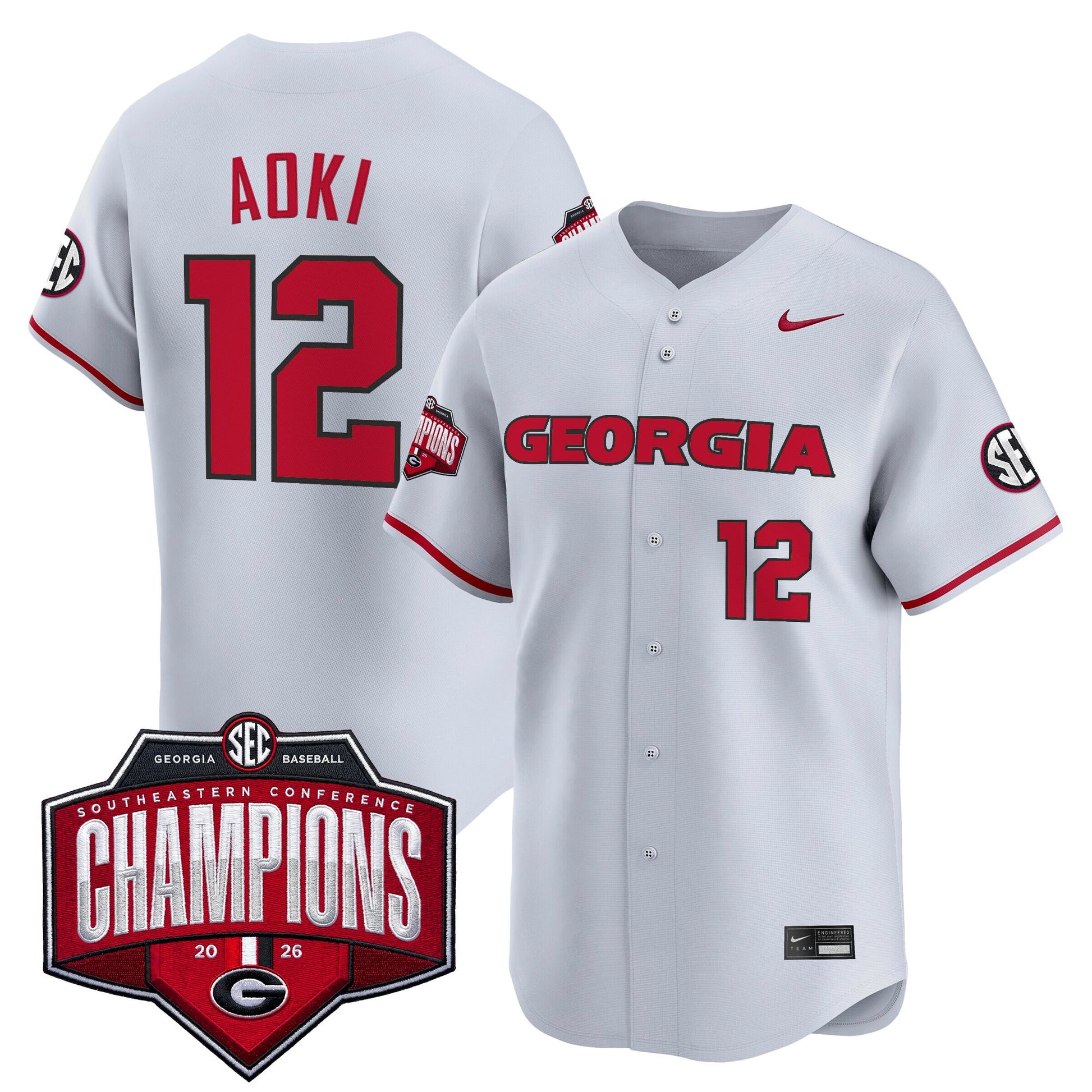 Georgia Bulldogs Baseball Southeastern Confernce Champions 2026 Vapor Premier Limited Jersey - All Stitched