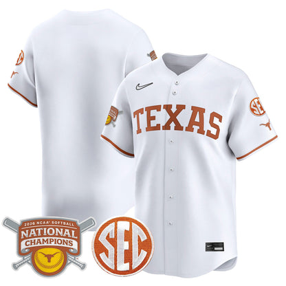 Men's size - Texas Longhorns 2026 Softball National Champions Vapor Premier Limited Jersey - All Stitched