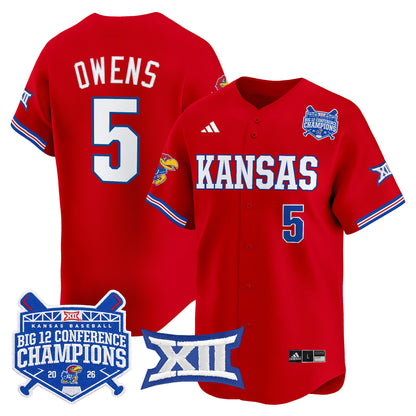Men's Kansas Jayhawks Baseball Big 12 Conference Champions 2026 Vapor Premier Limited Jersey - All Stitched