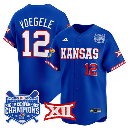 Men's Kansas Jayhawks Baseball Big 12 Conference Champions 2026 Vapor Premier Limited Jersey - All Stitched