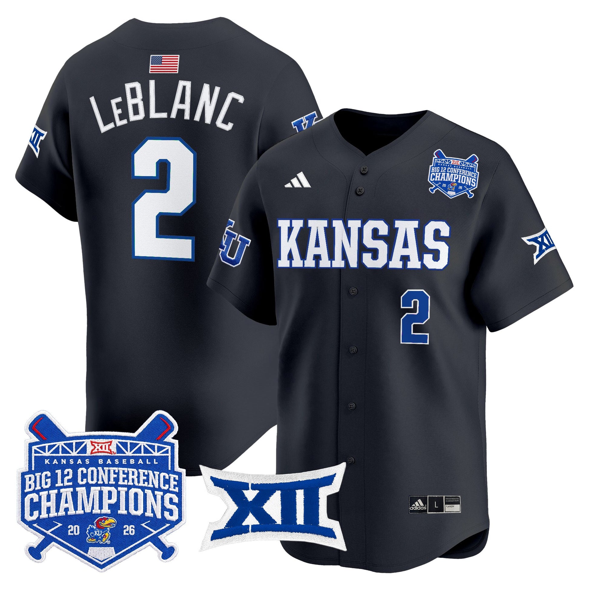 Men's Kansas Jayhawks Baseball Big 12 Conference Champions 2026 Vapor Premier Limited Jersey - All Stitched