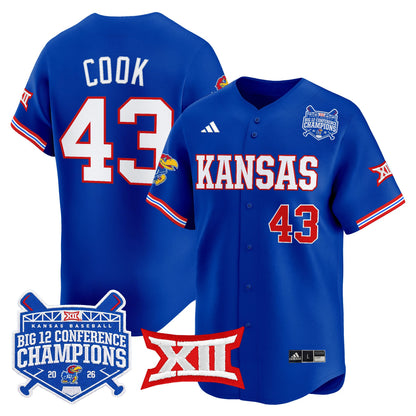 Men's Kansas Jayhawks Baseball Big 12 Conference Champions 2026 Vapor Premier Limited Jersey - All Stitched