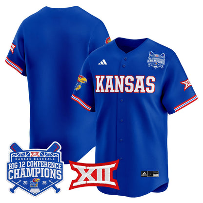 Men's Kansas Jayhawks Baseball Big 12 Conference Champions 2026 Vapor Premier Limited Jersey - All Stitched