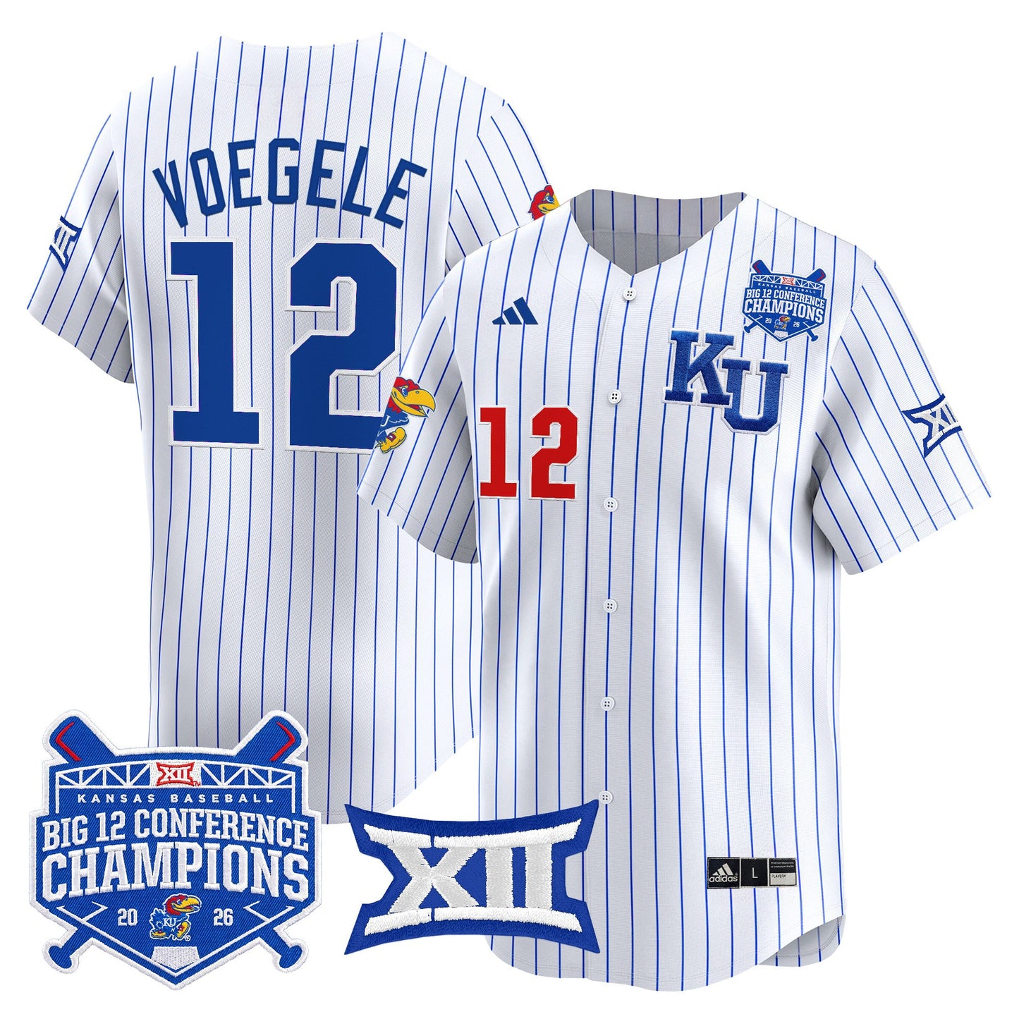Men's Kansas Jayhawks Baseball Big 12 Conference Champions 2026 Vapor Premier Limited Jersey - All Stitched