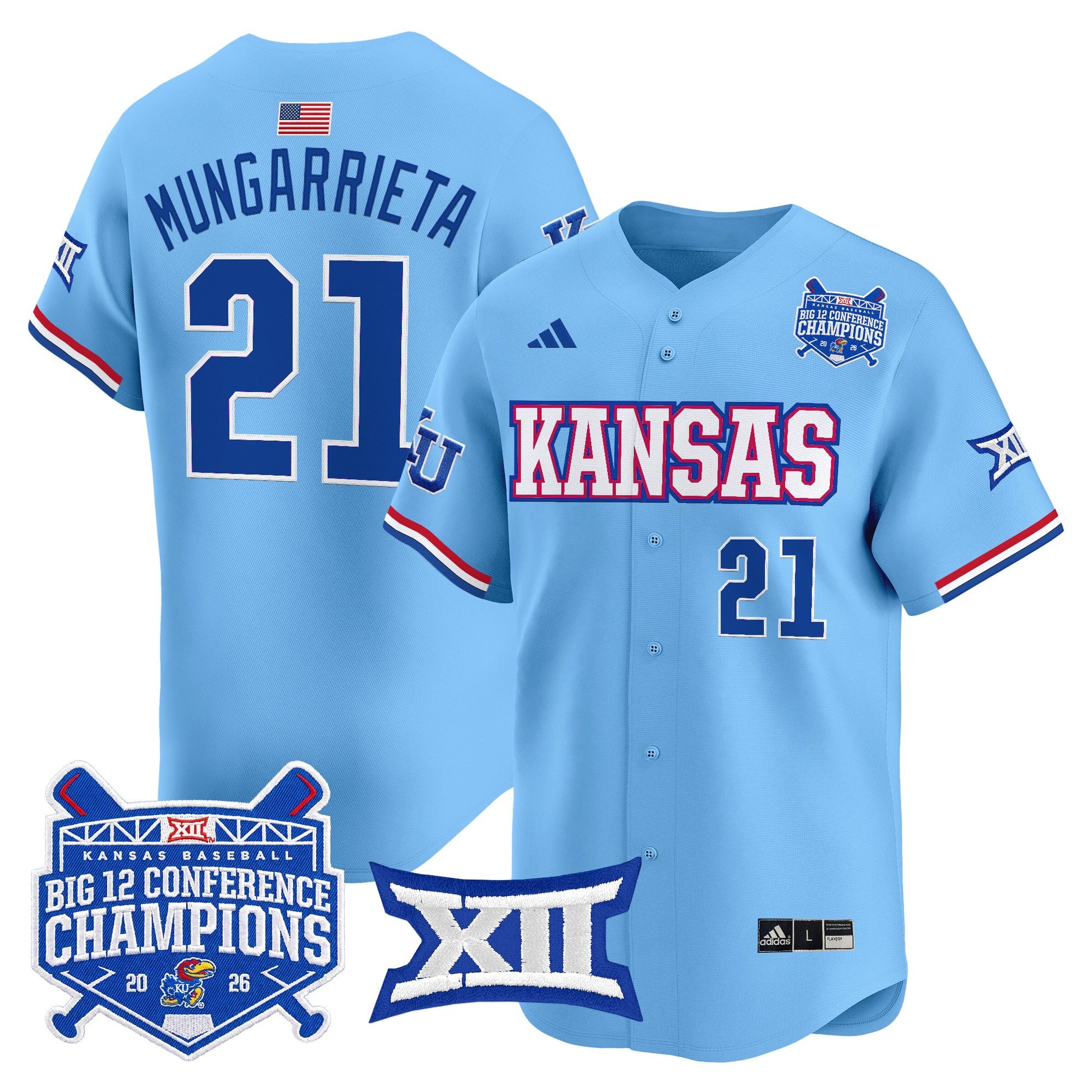 Men's Kansas Jayhawks Baseball Big 12 Conference Champions 2026 Vapor Premier Limited Jersey - All Stitched