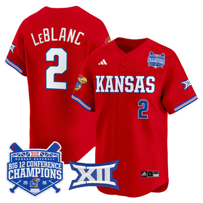 Men's Kansas Jayhawks Baseball Big 12 Conference Champions 2026 Vapor Premier Limited Jersey - All Stitched
