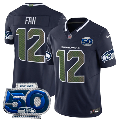 Seattle Seahawks 2025 "Rivalries" 50th Season Patch Vapor Limited Jersey - All Stitched
