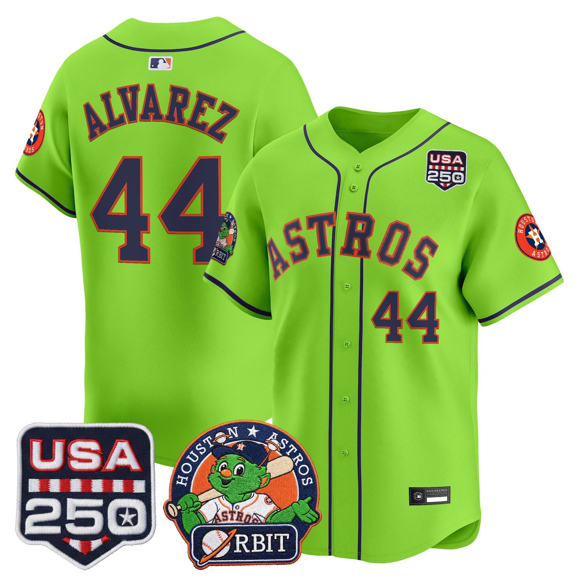 Men's Astros Orbit & 250 America Patch Vapor Premier Limited Jersey - All Stitched