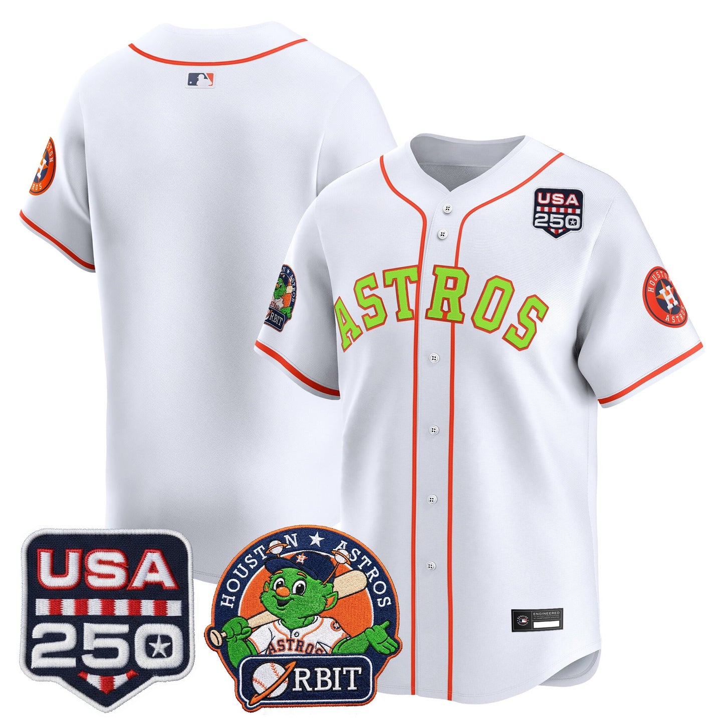 Men's Astros Orbit & 250 America Patch Vapor Premier Limited Jersey - All Stitched