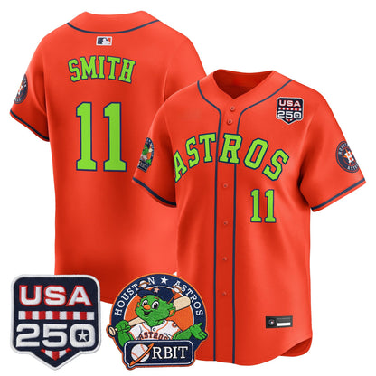 Men's Astros Orbit & 250 America Patch Vapor Premier Limited Jersey - All Stitched