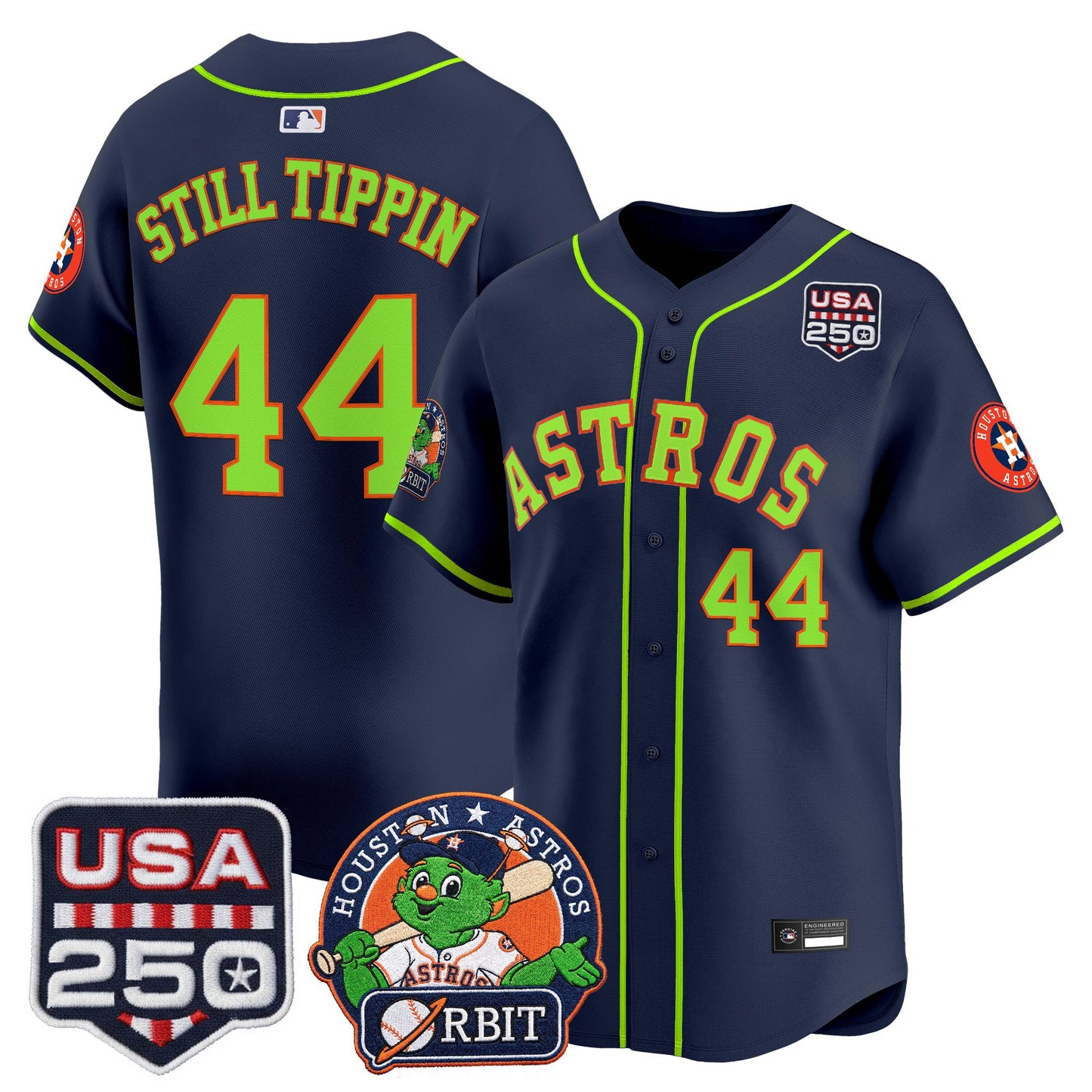 Men's Astros Orbit & 250 America Patch Vapor Premier Limited Jersey - All Stitched