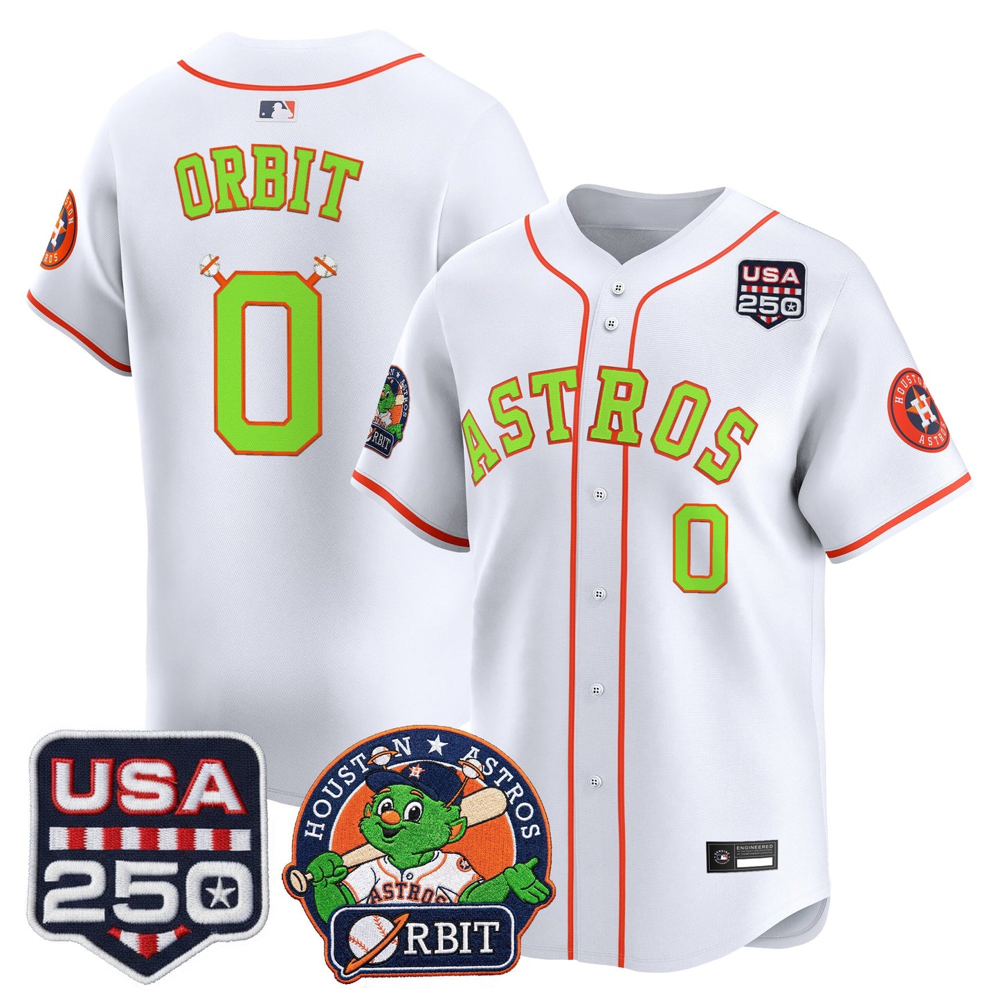 Men's Astros Orbit & 250 America Patch Vapor Premier Limited Jersey - All Stitched