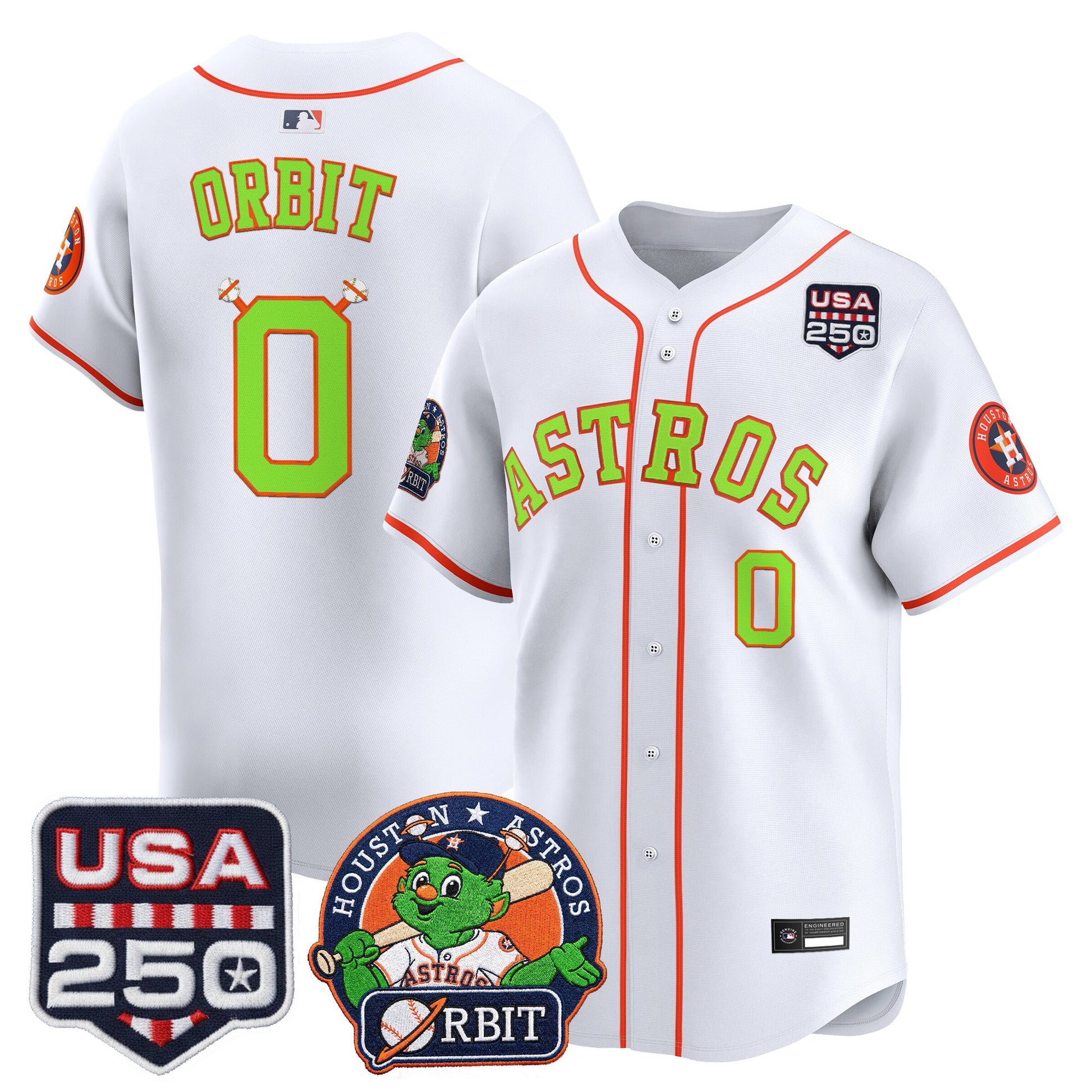 Men's Astros Orbit & 250 America Patch Vapor Premier Limited Jersey - All Stitched