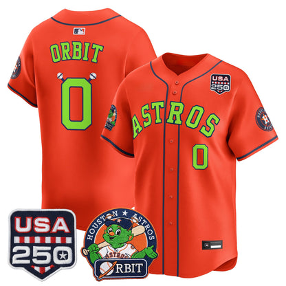 Men's Astros Orbit & 250 America Patch Vapor Premier Limited Jersey - All Stitched