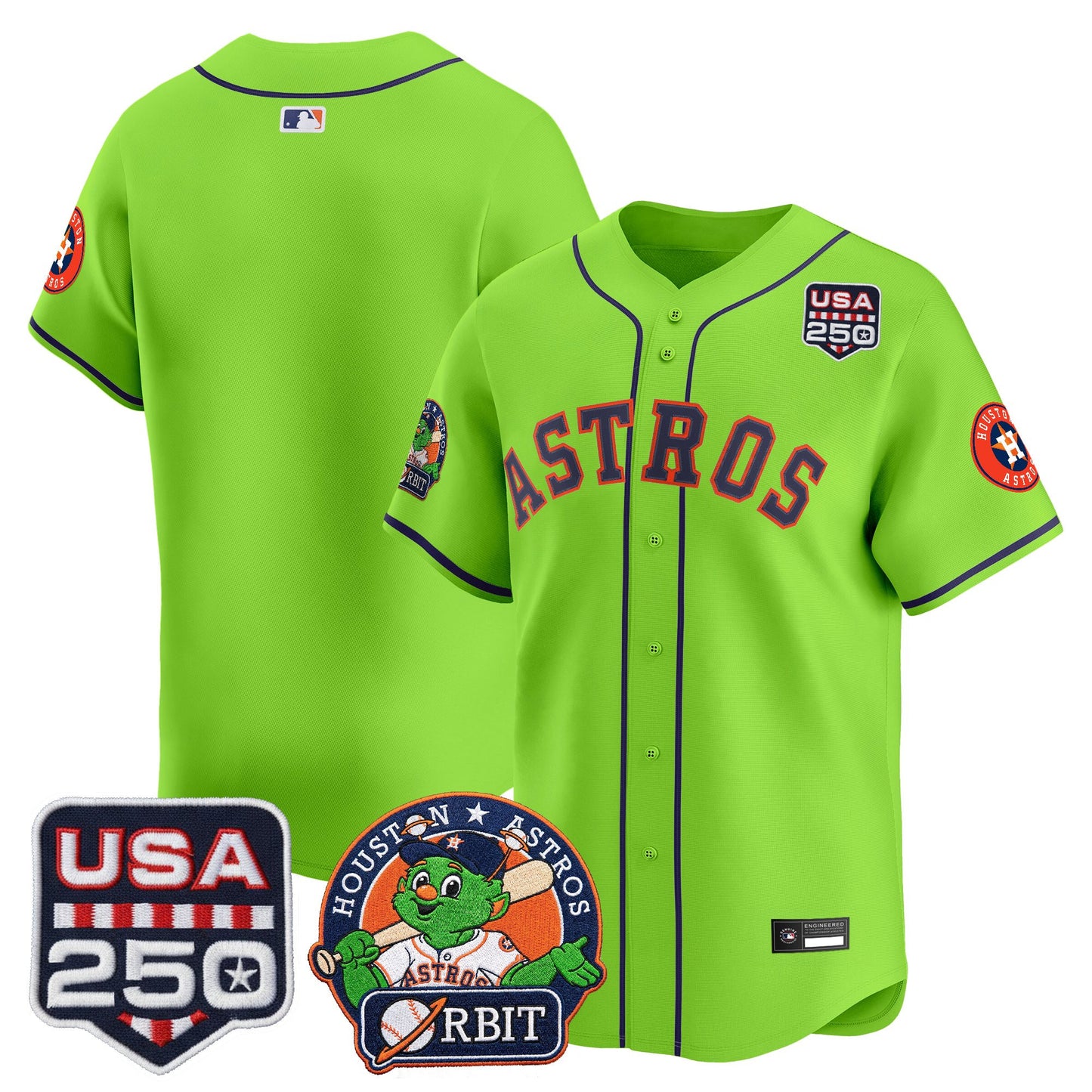 Men's Astros Orbit & 250 America Patch Vapor Premier Limited Jersey - All Stitched