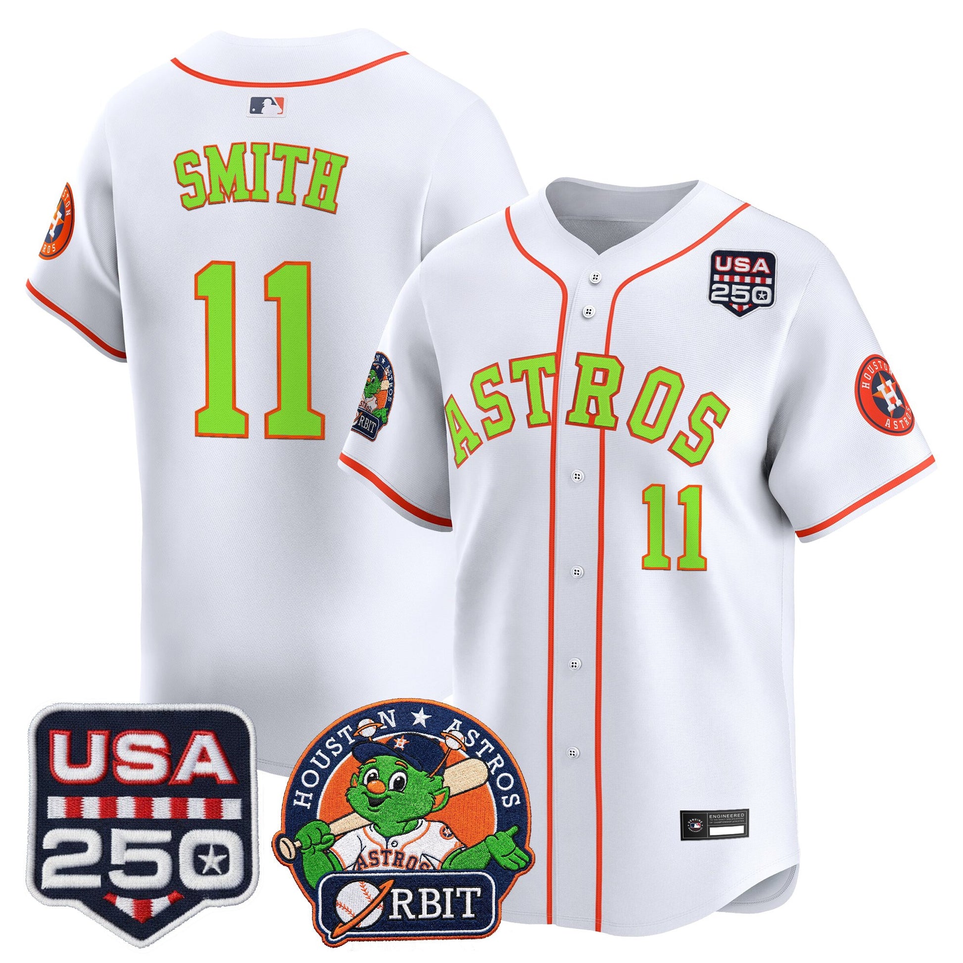 Men's Astros Orbit & 250 America Patch Vapor Premier Limited Jersey - All Stitched