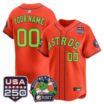 Astros Orbit & 250 America Patch Vapor Premier Limited Custom Jersey - All Stitched
