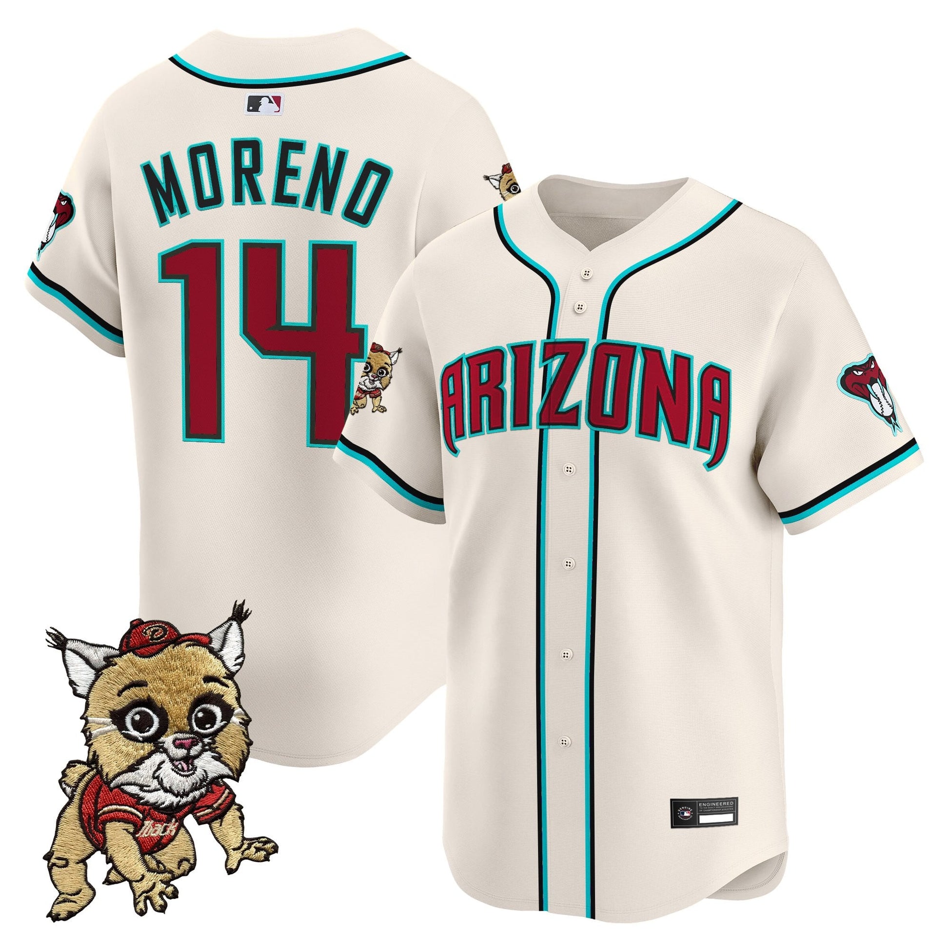 Diamondbacks Baxter The Bobcat Patch Vapor Premier Limited Jersey - All Stitched