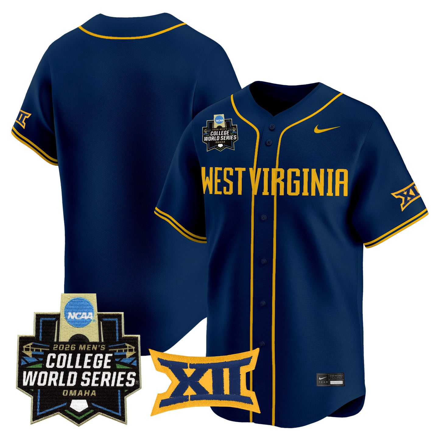Men's West Virginia Mountaineers 2026 World Series Patch Vapor Premier Limited Jersey - All Stitched