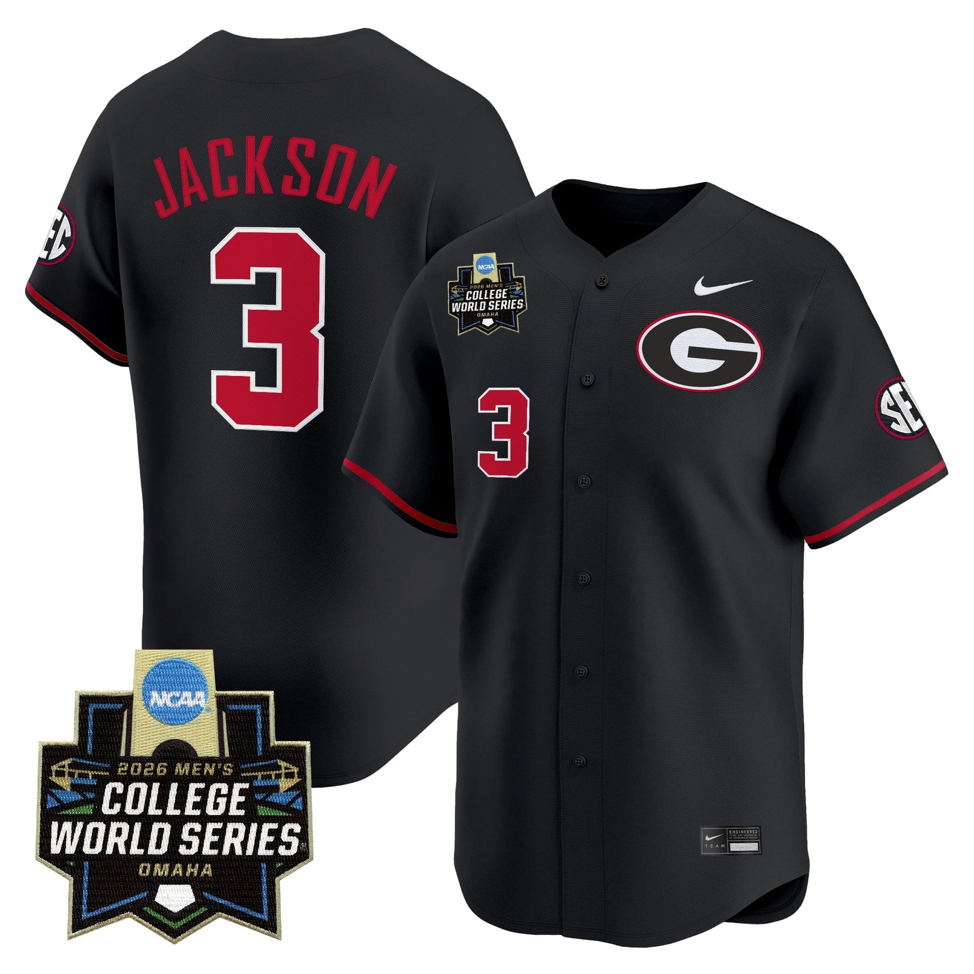 Men's Georgia Bulldogs Baseball 2026 World Series Vapor Premier Limited Jersey - All Stitched