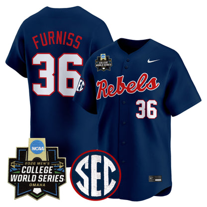 Men's Ole Miss Rebels 2026 World Series Vapor Premier Limited Jersey - All Stitched