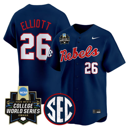 Men's Ole Miss Rebels 2026 World Series Vapor Premier Limited Jersey - All Stitched