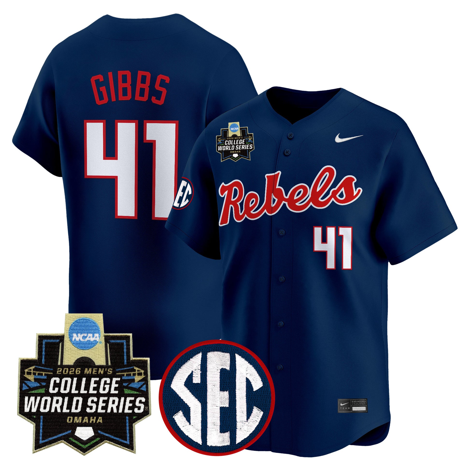 Men's Ole Miss Rebels 2026 World Series Vapor Premier Limited Jersey - All Stitched