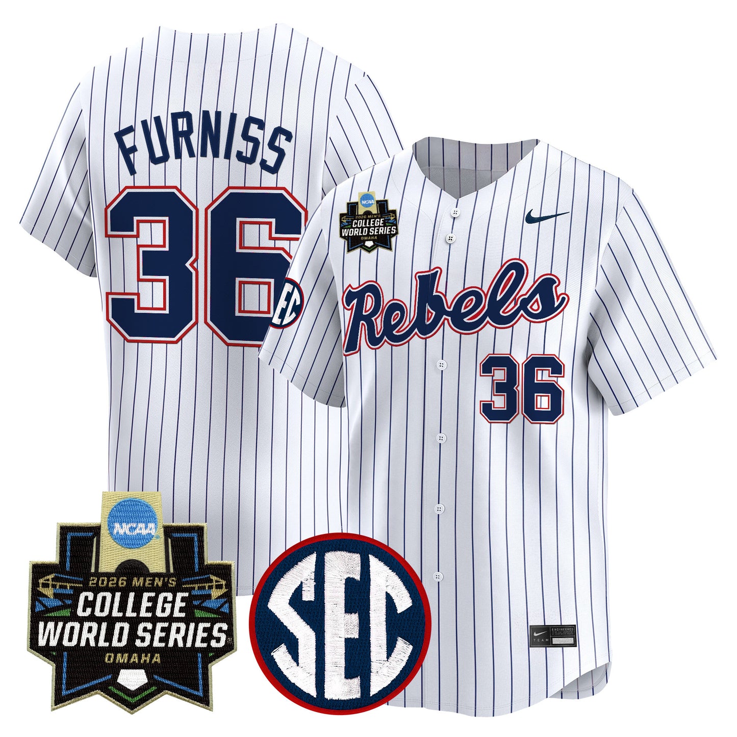 Men's Ole Miss Rebels 2026 World Series Vapor Premier Limited Jersey - All Stitched