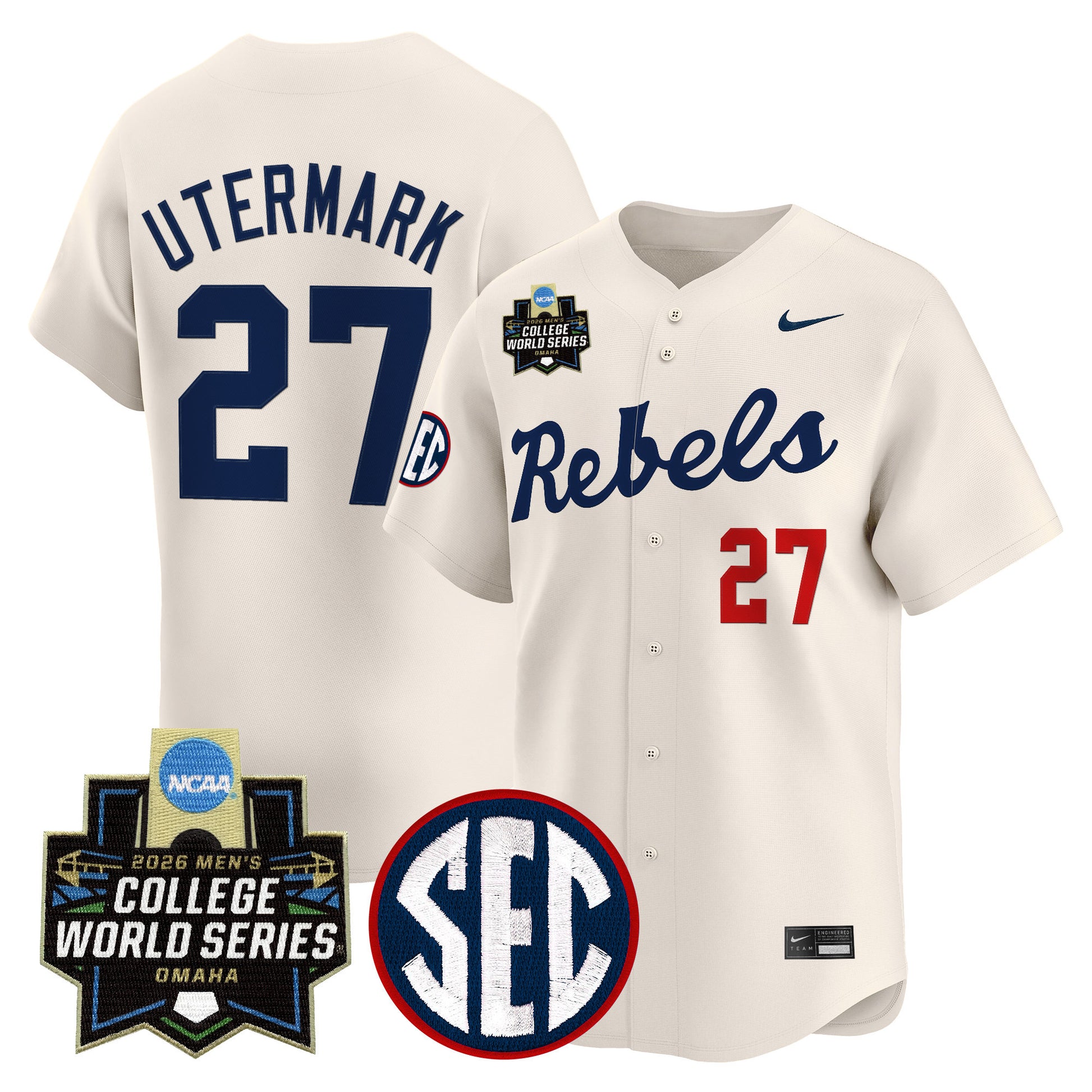 Men's Ole Miss Rebels 2026 World Series Vapor Premier Limited Jersey - All Stitched