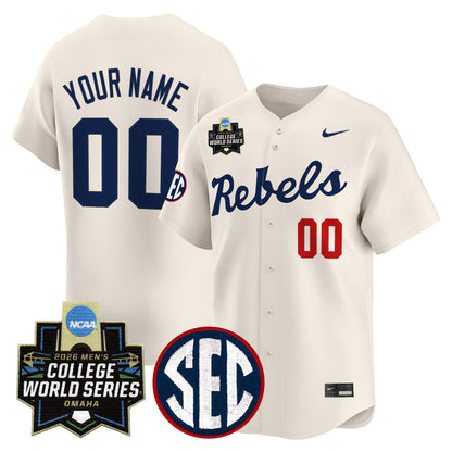 Ole Miss Rebels 2026 World Series Vapor Premier Limited Custom Jersey - All Stitched