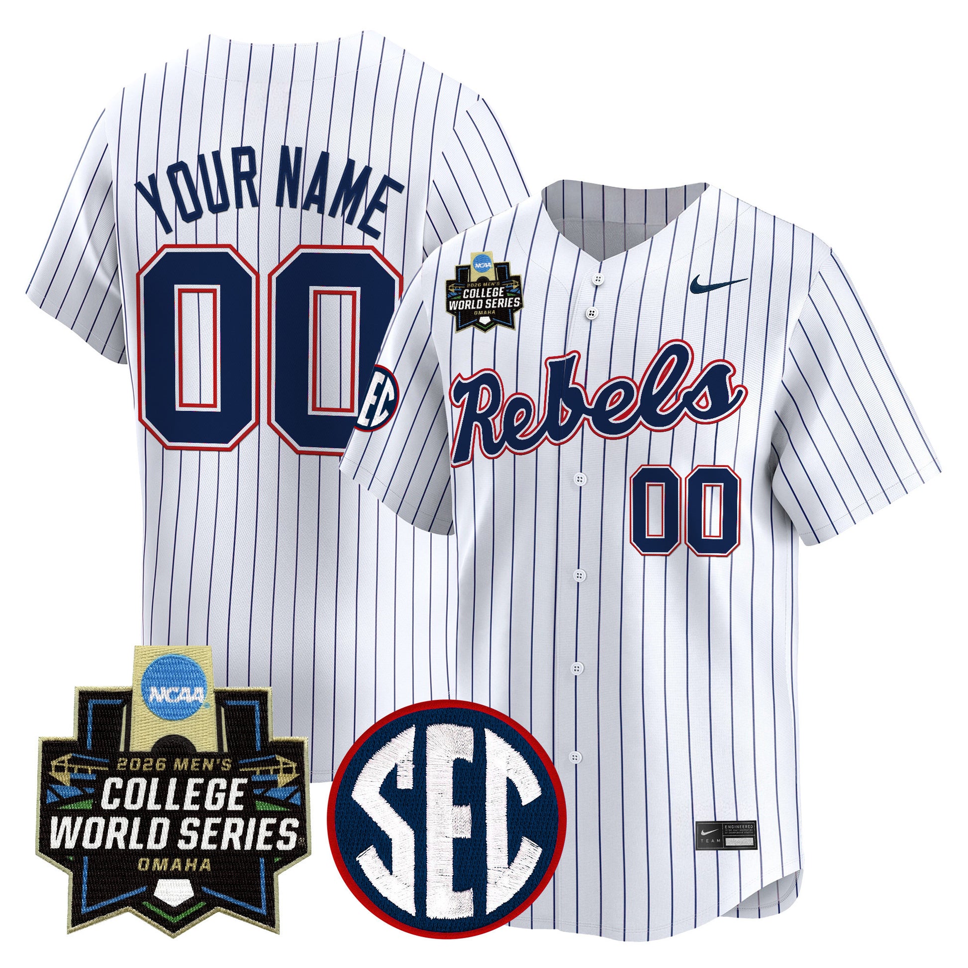 Ole Miss Rebels 2026 World Series Vapor Premier Limited Custom Jersey - All Stitched