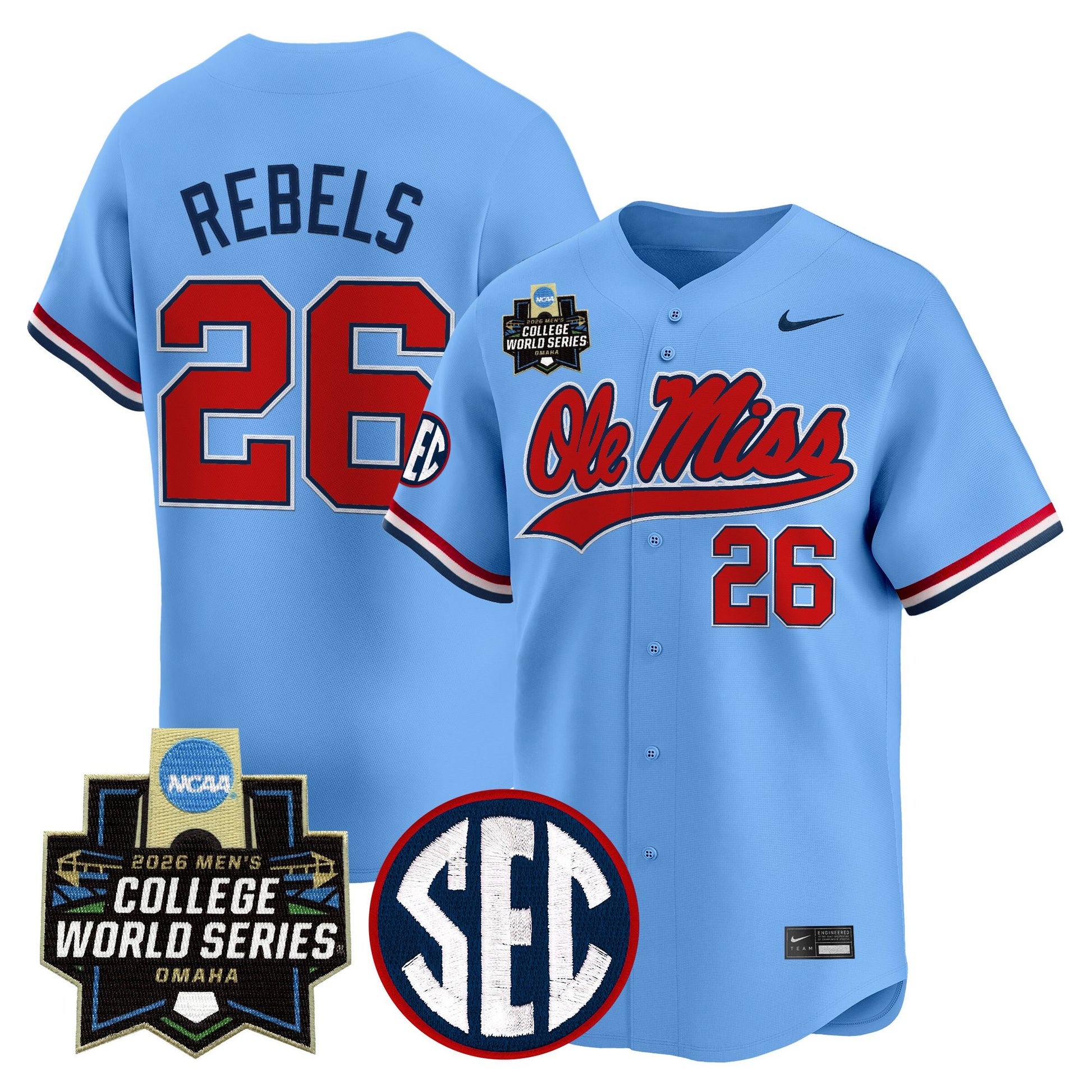 Men's Ole Miss Rebels 2026 World Series Vapor Premier Limited Jersey - All Stitched