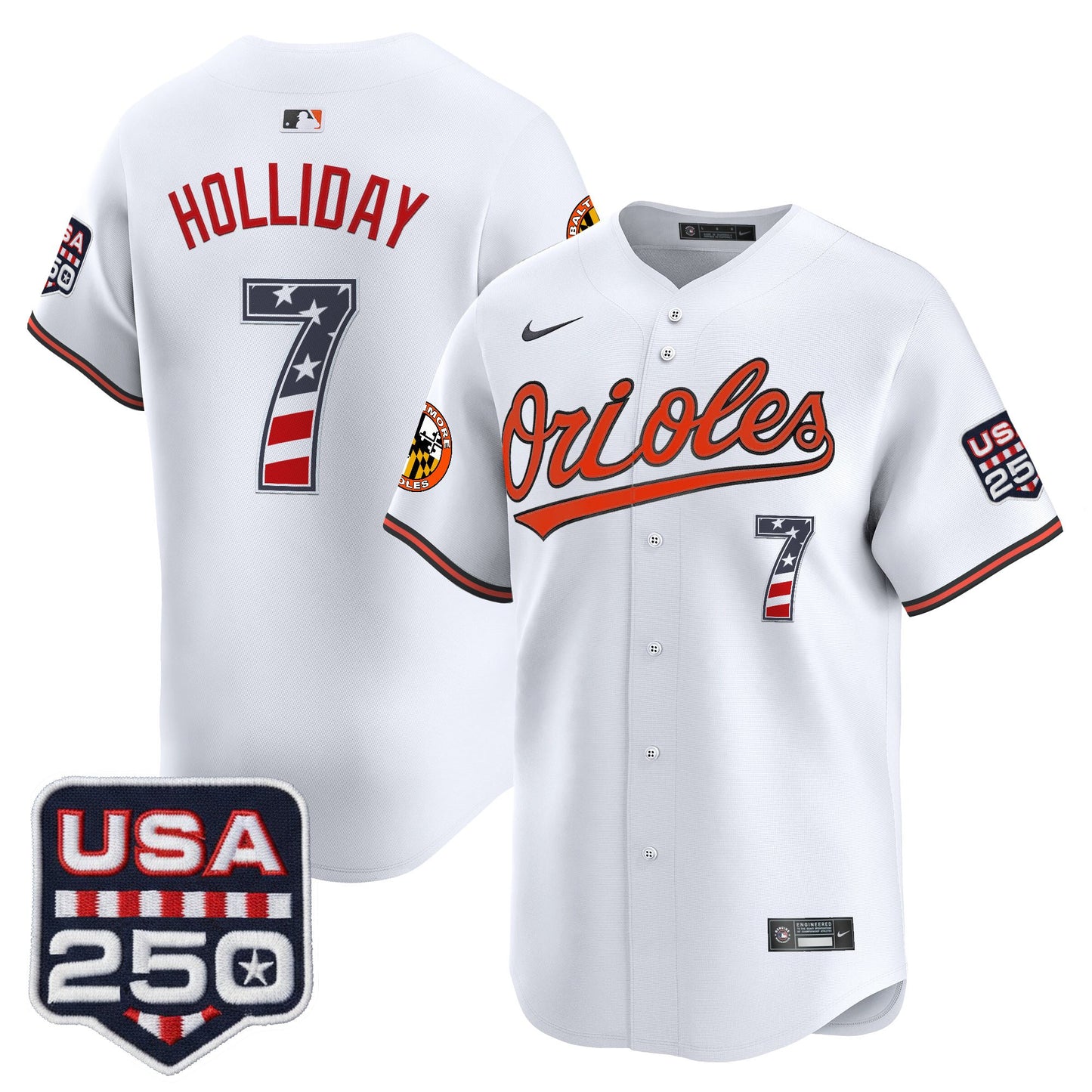 Baltimore Orioles USA 250 Fourth of July Vapor Premier Limited Jersey - All Stitched