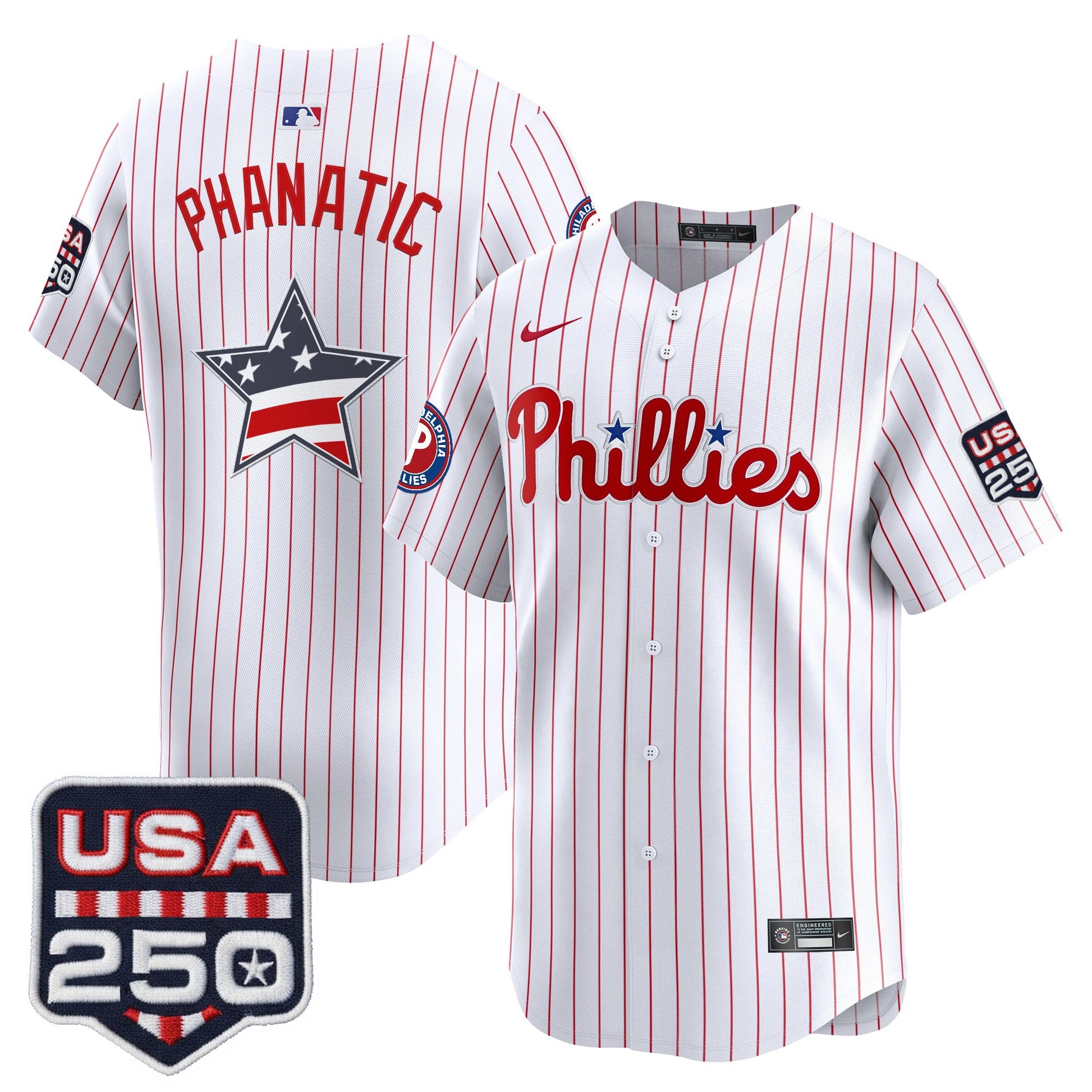 Philadelphia Phillies USA 250 Fourth of July Vapor Premier Limited Jersey - All Stitched