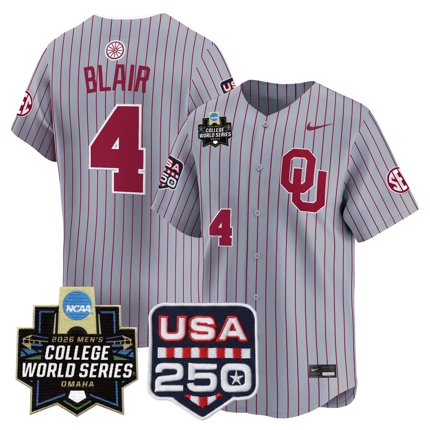 Oklahoma Sooners 2026 World Series Vapor Premier Limited Jersey - 250 America Patch - All Stitched