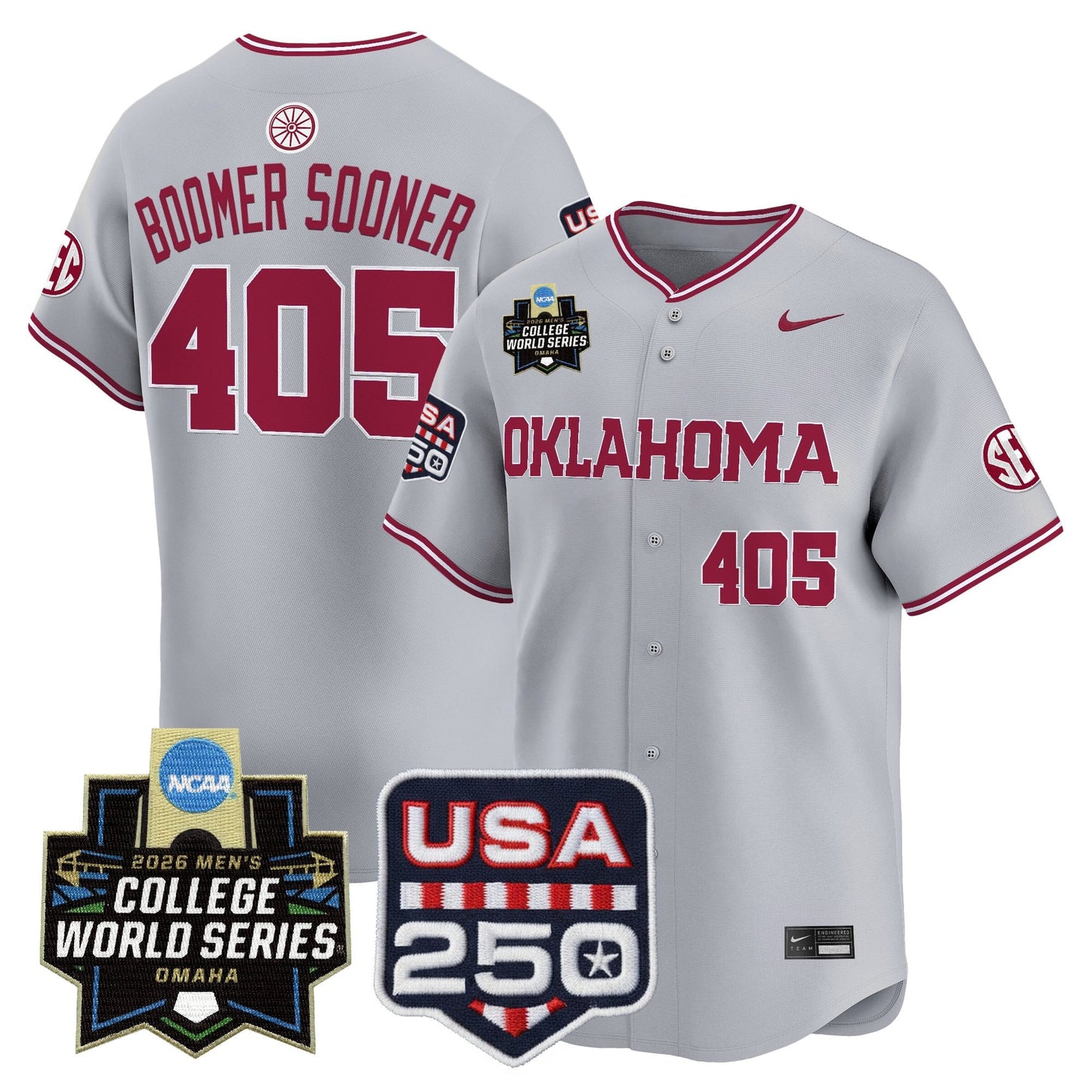 Oklahoma Sooners 2026 World Series Vapor Premier Limited Jersey - 250 America Patch - All Stitched